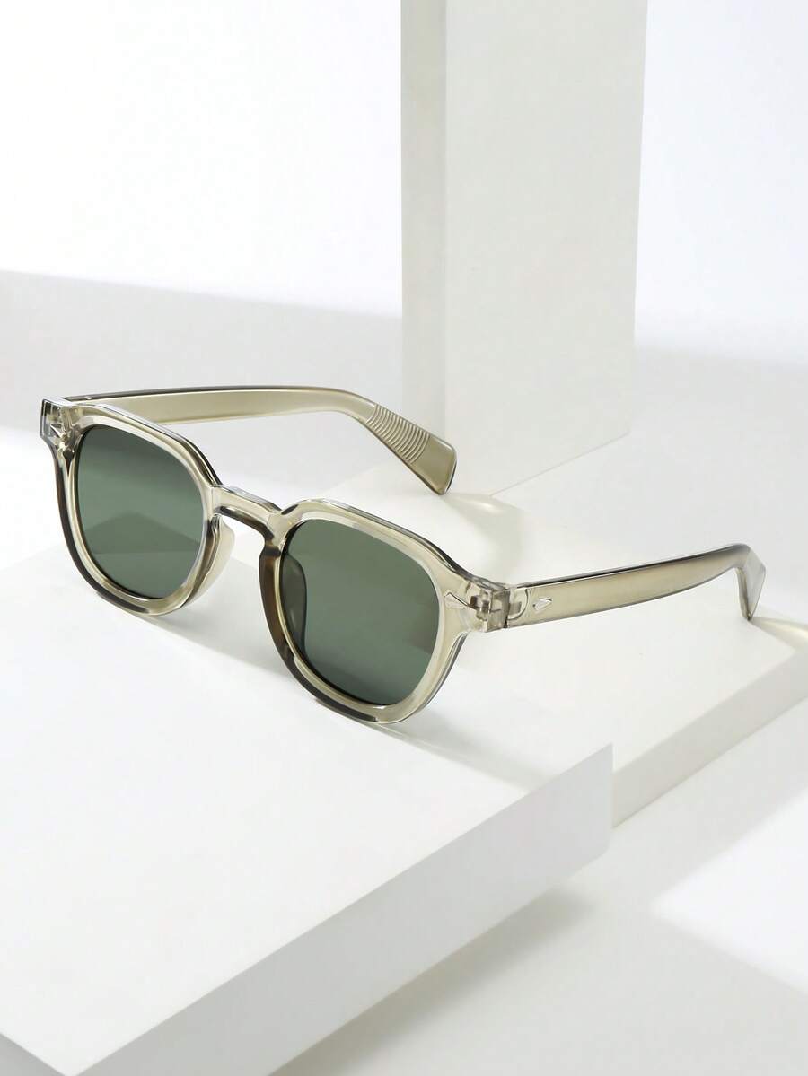 1 chiếc gọng kính tròn kiểu retro unisex chất lượng cao, thiết kế tối giản, thời trang, trang trí. - Khung xanh lá cây, viên thuốc màu xanh lá cây đậm - Xem 1