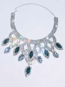 Bohemian Style Luxury Tassel Necklace, Sexy Shiny Crystal Maxi Necklace Accessory For Women, Suitable For Party & Nightclub