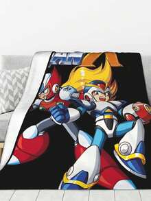 Megaman X Tshirt Men Plush Fuzzy Fleece Throw Blanket Extra Large, Super Soft, Fluffy And Warm Blankets For Couch, Bed, All Season Use (80x60 Inches,Black) - Black - View 1