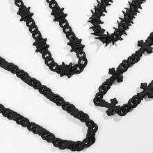 1 件嘻哈多色透明亚克力无限刺十字心形链项链，适合男士日常佩戴，圣诞节、新年、情人节、节日礼物 - 彩色 - 查看 11