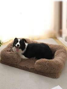 PETSIN 1个装温暖舒适的方形毛绒宠物床，适用于大型犬、中型犬，可用作狗垫、宠物沙发、猫床、狗窝、防焦虑狗窝 - 彩色 - 查看 9