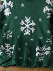 Christmas Women's Casual Comfortable Romantic Retro Modern Commute Office Teacher Outfit Snowflake Knit Crew Neck Sweater, Suitable For Home, Holiday, School, Office, Date Night, Birthday Party, Travel, Country Music Concert, Airport, Spring, Autumn, Winter