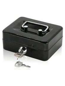 ARISE - Caja de Caudales Portátil con Llave, Caja Fuerte de Acero con Bandeja Interior, Ideal para Dinero, Oficina, Tienda y Hogar, Varios Tamaños (12.5/15/20/25/30 cm), Colores Azul, Rojo, Verde, Negro - Negro - Ver 9