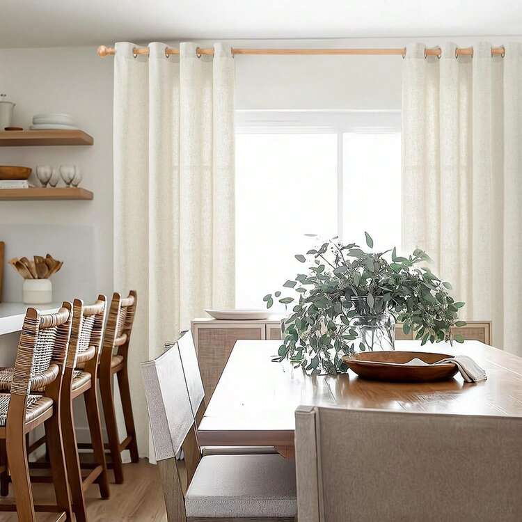 1pc Natural Linen-Like Curtain, Suitable For Living Room, Bedroom, Balcony, Cafe, Hotel, With Top Eyelets - Multicolor - View 13