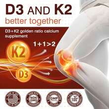 PSLALAE Vitamin D3 & K2 200 Mcg - Regulates Calcium Absorption, Helps Support Bone, Joints And Heart Health, Boosts Energy - 300pcs - 300 viên nang - Xem 7