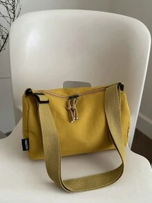 Túi đeo vai dung tích lớn, màu trơn thời trang, kiểu dáng sinh viên, nhẹ nhàng và thoải mái, đơn giản và đa năng, có dây buộc trang trí, phù hợp để đi mua sắm, đựng ví, đi chơi, đặc biệt thích hợp cho nữ sinh, sinh viên đại học, người mới đi làm và nhân viên văn phòng. Cũng rất phù hợp cho văn phòng, trường đại học, công việc, kinh doanh, đi làm, hoạt động ngoài trời, du lịch và dã ngoại. - Màu vàng - Xem 6