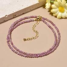 1pc 2mm Natural Stone Sodalite, Garnet, Amethyst Beaded Necklace, Elegant And Casual Style Necklace Suitable For Daily Wear Women - 38cm,2mm - View 19