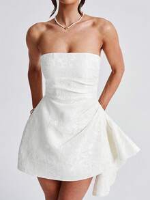 2025 Spring And Summer European & American Party Evening Gown, Celebrity Style Strapless Dress For Women - 白色 - 查看 1