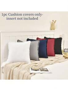 1pc White Tasseled Throw Pillow Case (Without Pillow Insert), Farmhouse Style Washed Fabric, Soft & Comfortable, Decorative Sofa/Bed Cushion Cover With Fringe - White - View 3