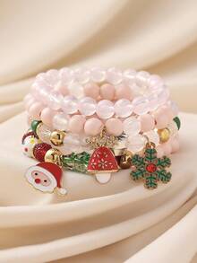 4件套波西米亚风串珠樱桃流苏吊坠叠戴手链套装，适合女性日常、海滩、度假佩戴，母亲节礼物，吊坠位置随机。 - 櫻桃 - 查看 12