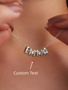 1pc 3D Bubble Name Necklace, Bubble Initial Charm Personalized Jewelry Gift Custom Nameplate Necklace, Initial Round Bubble Necklace - Personalized Gift For Friends, Couples And Family, Special Customized Name Necklace Design, Suitable For Wedding, Valentine's Day, Mother's Day Gifts - Fashionable, Retro, Minimalist, Casual, Cute Customized, Personalized, Unique Ideal Gift