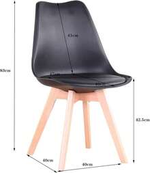 EGOONM Set aus 6 skandinavischen Esszimmerstühlen, Retro gepolsterte Küchenstühle/Bürostühle mit Beinen aus massivem Buchenholz (6, Weiß) Küchen-Esszimmerstühle