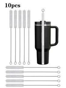 1/5/10/20 piezas Cepillo de limpieza para pajitas, Limpiador de pajitas reutilizable apto para tumblers de 40/30/20 oz, Limpiador de tubo extra largo de 10mm de diámetro apto para tumblers, tazas con boquilla, botellas y tubos, para cocina y comedor, exterior, accesorios para tazas de camping