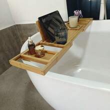 Bambusowa tacka do wanny, luksusowy stojak do przechowywania w łazience, odpowiedni na prezent do nowego domu, stojak na owoce w formie książki telefonicznej do wanny, prosty i kompaktowy prezent rozgrzewający, stojak na kieliszki do wina do wanny