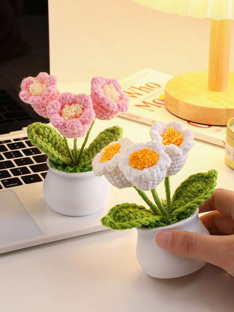 1 cái Hoa móc dễ thương nhỏ trong chậu, Hoa móc đan chậu cây, Cây trồng trong chậu móc, Hoa hướng dương nhân tạo, Chậu hoa hướng dương móc, Hoa hướng dương móc mini trong chậu, Trang trí chậu hoa, Hoa nhân tạo dệt tay hoàn thiện Trang trí chậu hoa hướng dương vĩnh cửu, Hoa lan chuông nhân tạo Hoa đan