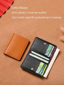 Classic Retro Wallet Minimalist Folding Button Coin Purse Driver's License Card Holder Soft Leather Wallet Unisex Short Slim Credit Card Case For Women Money Wallet Mini Wallet Purse Wallet Small Wallet Cute Wallet