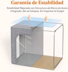 Contenedores de Almacenamiento de Ropa con Marco de Metal, Caja de Almacenamiento Apilable, Cplegables Organizadores de Armario y Almacenamiento, Paquete de 4, 40L, Gris Claro - 4 - Ver 2