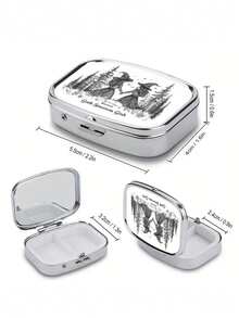 Hộp đựng thuốc 2 ngăn xách tay, hộp đựng vitamin bằng kim loại trang trí, quà tặng Halloween (hình phù thủy, bí ngô, mèo) - Nhiều màu - Xem 7