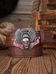 1pc Boho Western Cowboy Style Poker Embossed Metal Buckle Vintage Dark Brown PU Leather Belt Summer, School Casual, Business, Boyfriend Husband Father Dad Men Gift, Daily Wear, Fashion, Teen, Outdoor, Vacation, Athletic, Travel, Street, Boho, Vintage Fall, Autumn, Halloween Autumn-Winter Accessories,Suitable For Teens, Youth,Men,Casual, Outdoor, Athletic, Vacation, Graduation Gifts, Birthday, Daily Wear - As Shown - View 20