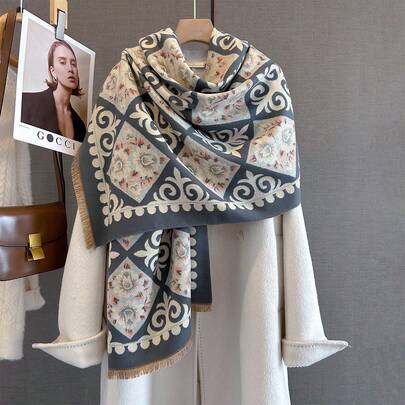 Herbst-Winter-Neuheit: Damen-Bedruckter Schal – Als Umhang nutzbar, vielseitig kombinierbar, elegant, Hals schützend, warm und winddicht