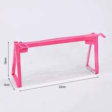 1pc PVC Transparent Triangle Pencil Case, Minimalist Back To School Student Large Capacity Zipper Storage Bag, Portable & Waterproof