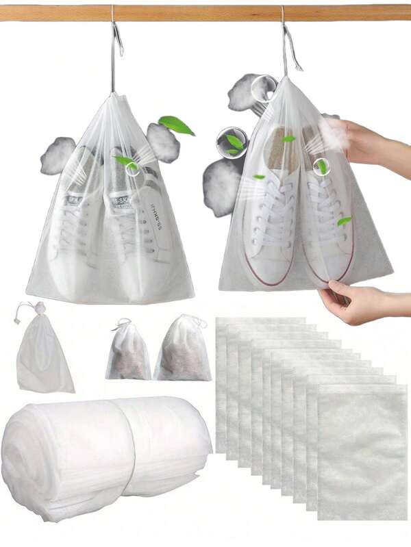 50/100 piezas - Funda, bolsa para secar al sol los zapatos, bolsa anti amarillamiento, bolsa de almacenamiento de zapatos desechable de tela no tejida, para zapatos pequeños blancos, cubierta para secar al sol a prueba de polvo, bolsa gruesa para viaje