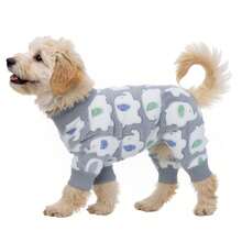 Fuzzy Dog Pajamas For Cold Weather 4 Legs Clothes, Dog Winter Clothes For Small Medium Large Dogs Pet With Feet Warm Soft Pet Romper Winter