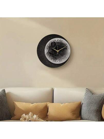 2D Flat 1pc Moderne Minimalist Moon Home Creativity Wand Clock, Ultra Quiet Quartz Movement, No Ticking Sound, ation Painting Klok Living Room, Bedroom Office, able Horloge view 7