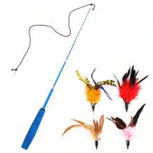 12pcs Pet Cat Toys, Cat Teasing Sticks, Plush Toys, Artificial Feather Replacement Heads, Retractable Poles, Cat Self Entertainment Toys, Cat Teasing Toy Set, Artificial Feathers - Multicolor - View 8