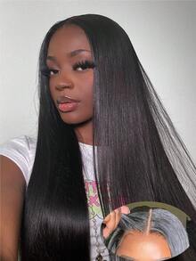 Eulisi Peruca Frontal de Renda 13X4 Reta de Cabelo Humano, Densidade de 150, Renda Transparente para Mulheres, Pré-Arrancada com Cabelo de Bebê, Cor Natural, Peruca Curta 8-14 polegadas, Cor Marrom 4#, Cor 613#, Cor Vermelho, Cor Borgonha Ombré, Loiro Mel P10/613#, P18/613#, Laranja - Preto - Visão 87