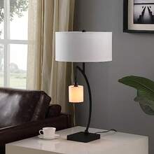 International 28.5" In Contemporary Dual Black Arc W Hanging Pendelum Lamp Metal Table Lamp