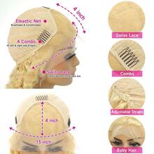 Deep Wave 13x4 HD Lace Frontal Human Hair Wig  Curly 613 Honey Blonde Water Wave 13x4 Lace Front Wigs For Women 200% - S613 - 查看 8
