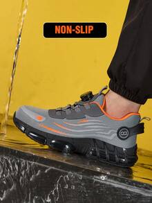 男女通用工业建筑工作鞋，宽楦钢头鞋，旋转纽扣新款舒适工作鞋，户外运动徒步鞋，建筑工地轻便透气工作鞋，男女通用（请测量脚长，根据中国尺码选择尺码）