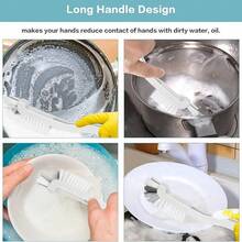 1Pc Dish Brush Bottle Bathroom Scrub Brushes Kitchen Cleaning Brush Right Angle Kitchen Brush Sink Household Pot Pan Edge Corners Tile Lines Brush With Stiff Bristles - 白色 - 查看 2