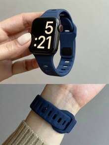 1条运动硅胶表带，兼容 42mm、38mm、40mm、41mm、44mm、45mm、46mm、49mm，时尚智能手表替换表带，适用于Series Ultra2、Ultra SE2、SE 11、10、9、8、7、6、5、4、3、2、1，男女通用 - 午夜藍 - 查看 8