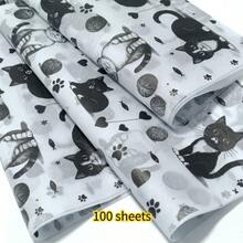 10/50/100 件黑猫图案礼品包装薄纸，适用于 DIY 工艺品、派对礼品、花束、鞋子和服装包装、节日和生日礼物包装装饰
