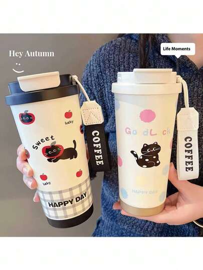 Animal Paradise Coffee Cup, Water Cup, 316 Stainless Steel Ceramic Liner Coffee Cup, Portable Double Drinking Straw Insulated Water Cup Kettle, Built-In Tea Net, A Must-Have As A Gift To Friends, Children, Colleagues, Elders, And Those You Care About!