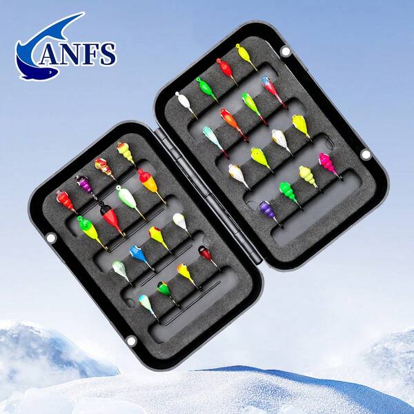 8 pezzi/32 pezzi Kit di esche da pesca sul ghiaccio - Jig con esche artificiali dure, ami da innesco che affondano e accessori per la pesca di crappie, lucci, pesci panno, walleye e persici 646977027
