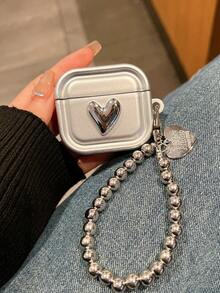 1个蓝牙耳机保护套，时尚简约银色爱心保护壳，兼容 Pro/Pro2/1、2/3/4，情侣款设计 - 彩色 - 查看 3