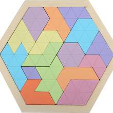 1set 3d Hexagonal Wooden Jigsaw Puzzle For Kids' Educational Toy, Brain Iq Test Game Montessori Toy Gift,Jenga,Wood Game,Toys>Brain Game - Multicolor - View 15