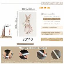 1pc Framed Canvas Wall Art, Pink Nursery Gallery Wall Set, Baby Girl Room Decor, Vintage Children's Room Decoration, Girl Gallery Art, Antique Nursery Wall Decor