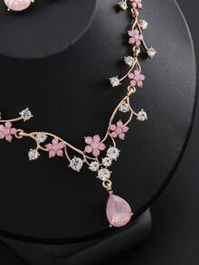 Conjunto vintage de 3 piezas con ciruela, aretes y collar con rhinestones morados, adecuado para novias, damas de honor, accesorios para vestidos de noche de cena de boda y baile