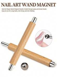Double Ended Magnetic Nail Art Stick - Wooden Handle Cat Eye Effect Roller For Nail & Pedicure Care, Professional Salon & DIY Manicure Tool, Nail Design Accessories With Strong Magnet,Suitable For Home Nail Salon DIY, Nail Art Supplies, Nail Art Tools, Back To School, Nail Art, Press-On Nails, Manicure And Pedicure Tools.Friend Gifts, Female Gifts, Halloween Supplies, Travel Supplies, Christmas Supplies
