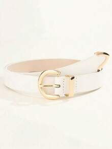 1pc Semicircle Buckle Waist Belt, Fashion Versatile For Dresses, Jeans, Casual Daily Use, Minimalist Design - White - View 1