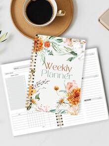 Trees Weekly Planner Notebook Undated Daily Schedule Agenda Sprial Goals Planner With Habit Tracker For Women - Beige - View 4