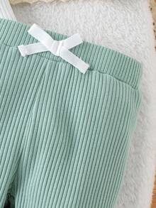 2件套女婴可爱波点印花长袖连体衣+裤子套装，轻薄透气，适合春秋季穿着 - 綠色 - 查看 6