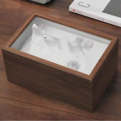 1pc/2pcs Walnut Wood Tissue Box - Modern Minimalist Rectangular Design, Easy To Replace Premium Walnut Wood Cover, Polished Finish, Suitable For Desk, Bathroom, Office And Bedside Table Decor - Vintage Style Storage Box, Natural Texture, Each One Is Unique. Christmas, National Day, Valentine's Day.
