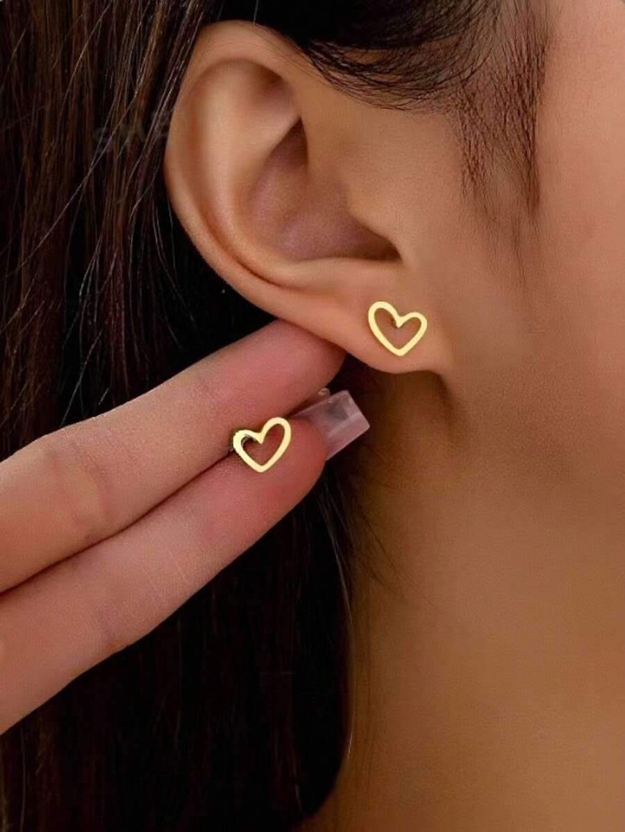 1 Pair Elegant Delicate Stainless Steel Sun Element Stud Earrings