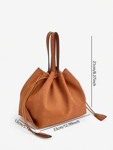 حقيبة كتف ناعمة من قماش المخمل الصلب ذات لون أحادي، بتصميم سحاب مطوي على شكل سحابة، حقيبة عملية وأنيقة بطراز بسيط، حقيبة دلو ذات سحاب كوري عصري من جلد مطفي