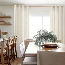 1 件天然亚麻质感窗帘，适用于客厅、卧室、阳台、咖啡厅、酒店，顶部带孔眼 - 彩色 - 查看 11